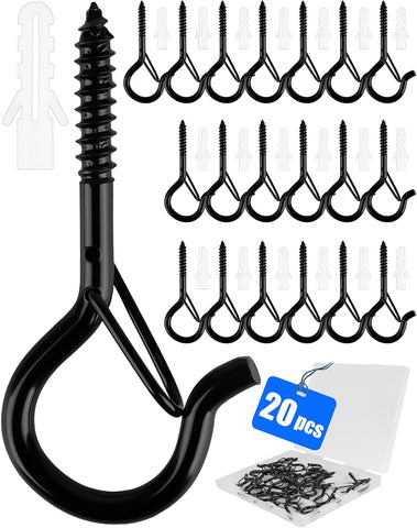 Screw in Hooks, 20 Pack Heavy Duty Screw Hooks with Safety Buckle