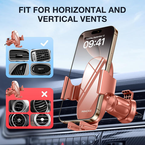 Miracase 2nd Generation Car Phone Holder – Universal Air Vent Mount with 360° Rotation for iPhone and Samsung Smartphones