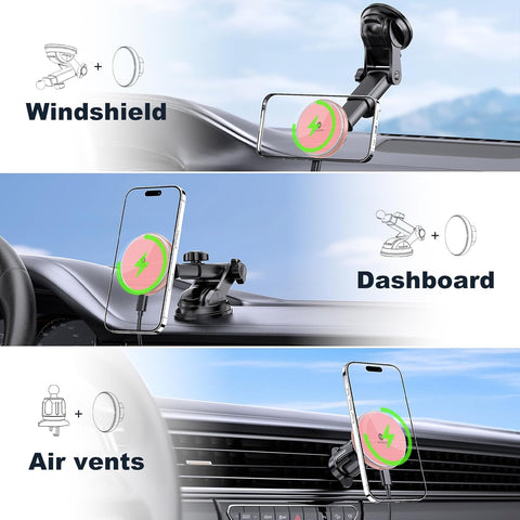 15W Magnetic Car Wireless Charger with MagSafe Mount