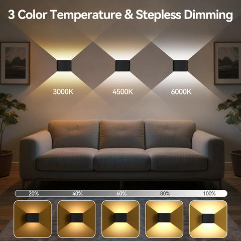 2PCS Rechargeable Wall Lights Indoor with Motion Sensor, Remote Control, 3 Dimmable Color, Up and Down Magnetic Wireless Wall Sconces for Bedroom, Living Room, Hallway & Stairs
