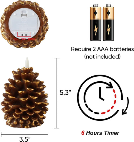 Finish type	Textured Base material	Wax, Pinecone Product dimensions	9D x 9W x 13.5H centimetres Item weight	0.44 Kilograms Lamp type	Electric