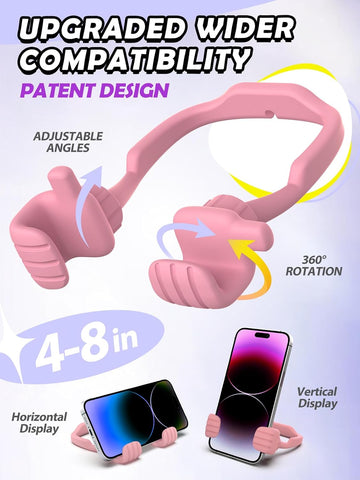 Thumbs Up Pink Phone Stand – 360° Rotating Adjustable Desk Holder Pink
