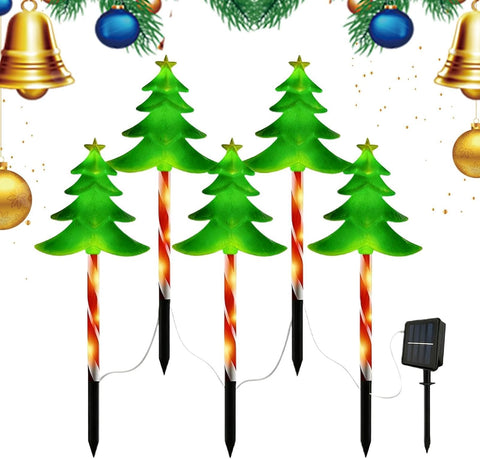 Solar Powered Christmas Lights 5 Piece Ambient Lighting Stakes