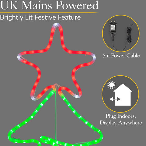 Christow Christmas Tree Silhouette Light – 85cm Multi-Coloured LED Rope Light