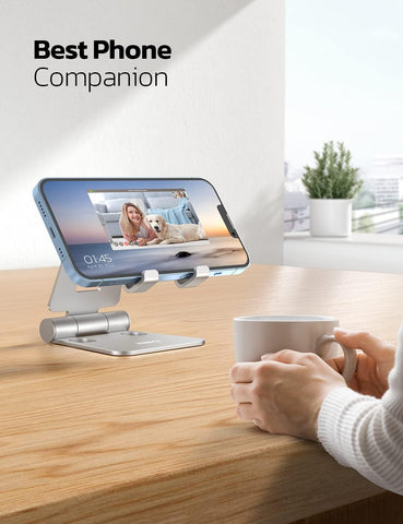 Foldable Adjustable Desktop Phone Stand Silver
