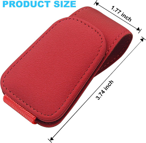 Magnetic Leather Sunglasses Holder for Car Visor – Red