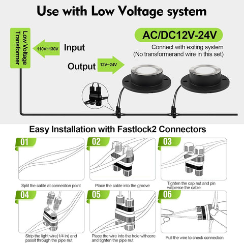 MY Lighting 3W LED Pond Lights 12–24V AC/DC, IP68 Underwater Pond & Fountain Lights, 3000K Warm White, 4 Pack