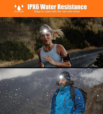 Head Torch with Motion Sensor, LED Headlight - 500 Lumen, IPX6 Waterproof, 4 Lighting Modes, 1200mAh Battery USB Rechargeable HeadLamp for Camping Hiking Running Hunting -2 Pack