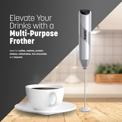 Milk Frother Stainless Steel – Portable Electric Whisk Coffee Stirrer-Silver