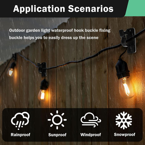 60 Pack String Light Clips with Adhesive & Screw-In Hooks – Black Outdoor Garden Light Holders for Fairy Lights, Christmas Decorations & Patios – Keep Every Light Right Where You Want It