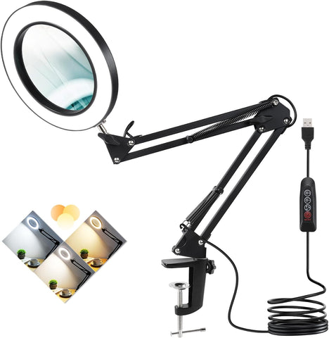 Magnifier in use for jewelry inspection with LED illumination.

