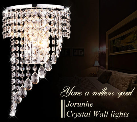 Crystal Wall Light with Stainless Steel Base and Crystal Chain