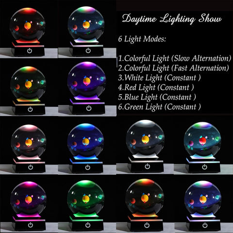 Science Themed LED Night Light Crystal Ball for Kids and Adult