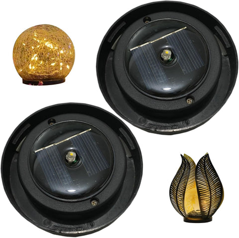 2 Pack Replacement Solar Light Parts, 3.2" Waterproof Solar Light Top, Warm White LED Panel for Outdoor Lights DIY Decor