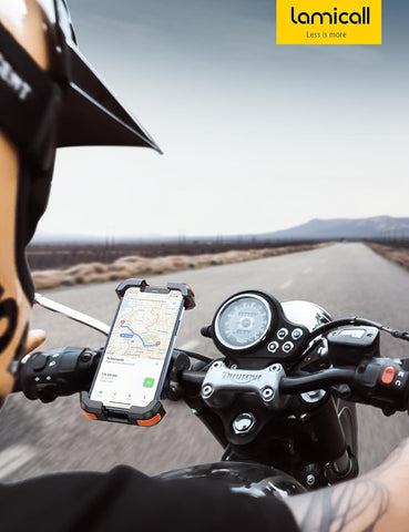 Motorcycle Phone Holder with Quick Release Clamp Orange