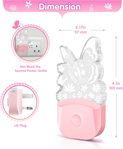 LED night light glowing in warm white in kids’ room

