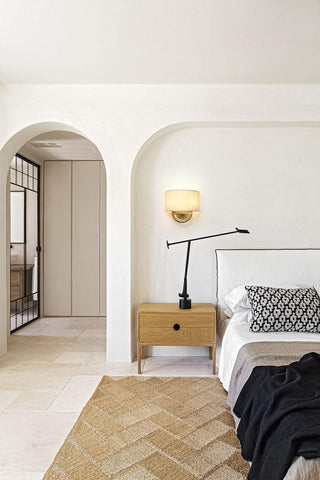 Antique Brass Fabric Wall Light 2 Light Indoor Sconce