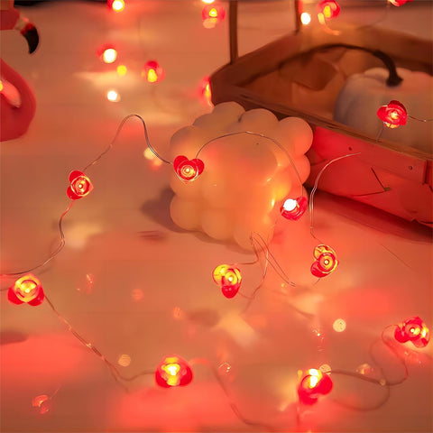300cm Red Heart LED Fairy String Lights with Remote, Timer & 8 Lighting Modes – Battery Powered Waterproof Decor