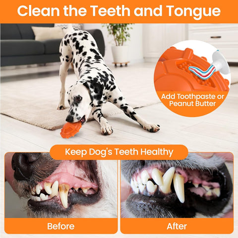 Indestructible Squeaky Dog Chew Toy Orange