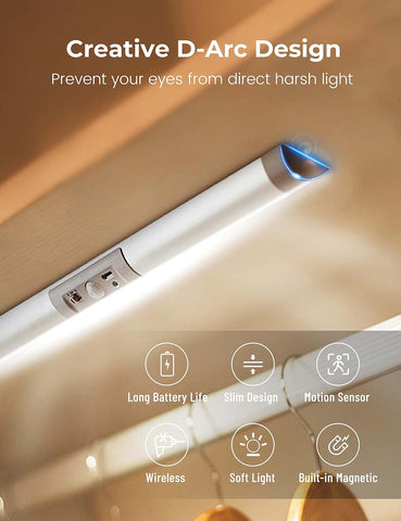 Joyzy Wardrobe Light with Motion Sensor – Rechargeable LED Cupboard & Closet Light for Wardrobes, Cabinets & Stairs - Put the Light Where Your Dark Corners Need It