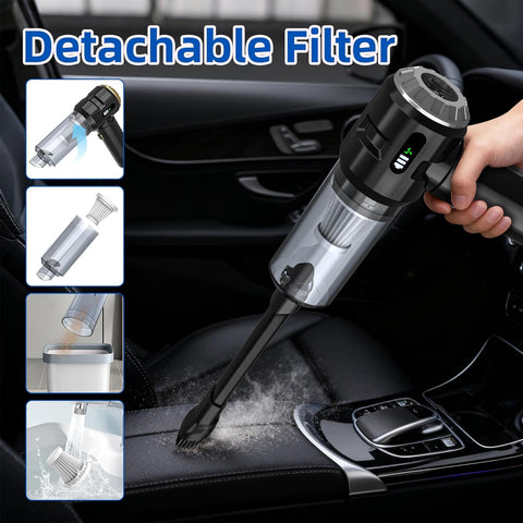 Car Vacuum Cleaner Cordless Silver – Powerful 25000PA Suction, Portable LED Display