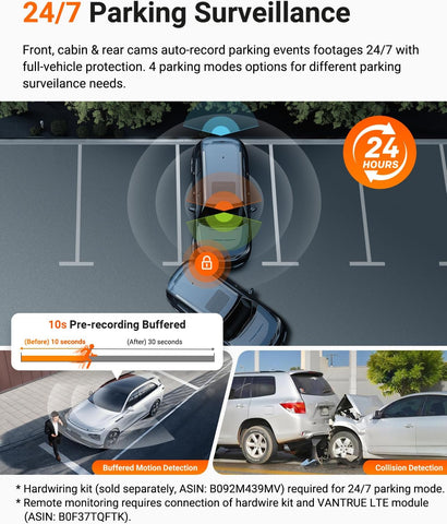 Vantrue N4 Pro S 4K 3 Channel Dash Cam with GPS and WiFi