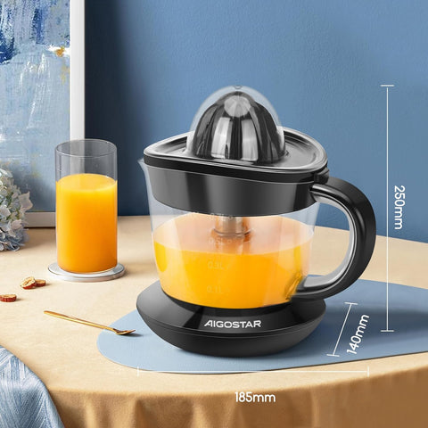 Electric Citrus Juicer 700ml Bowl Two-Way Rotation with 2 Cones Black
