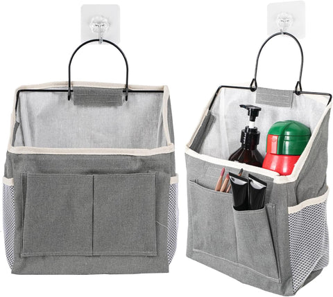 Huangyihan 2-Piece Wall Hanging Storage Organiser – Foldable Grey Oxford Fabric Bags with 12 Compartments for Home Essentials – Make Unused Spaces Work Harder