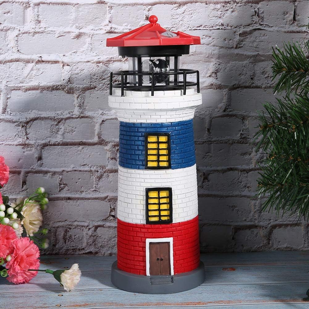 Solar Lighthouse Outdoor Garden Light with Rotating LED