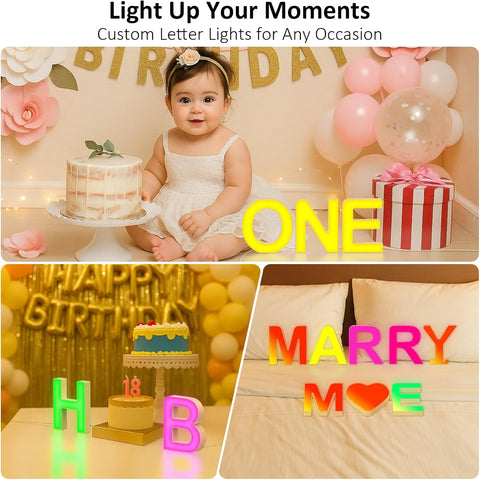 LED Light Up Letter N – USB Colour Changing Night Light with APP, Gift for Girls, Teens, Mum, Bedroom Decor, Wall/Table Display, Birthday & Christmas