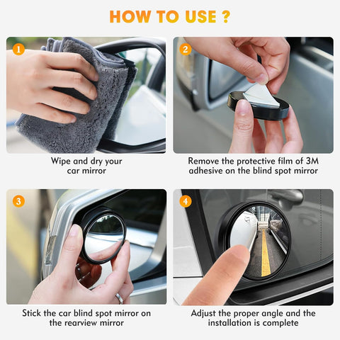 2pcs Round 360° Rotating Car Blind Spot Mirrors