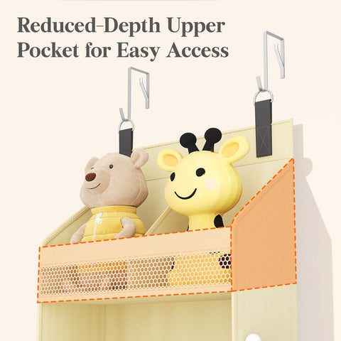 Lifewit 4-Tier Over Door Diaper Organiser, Beige – Space-Saving Hanging Nursery Storage with Mesh Windows
