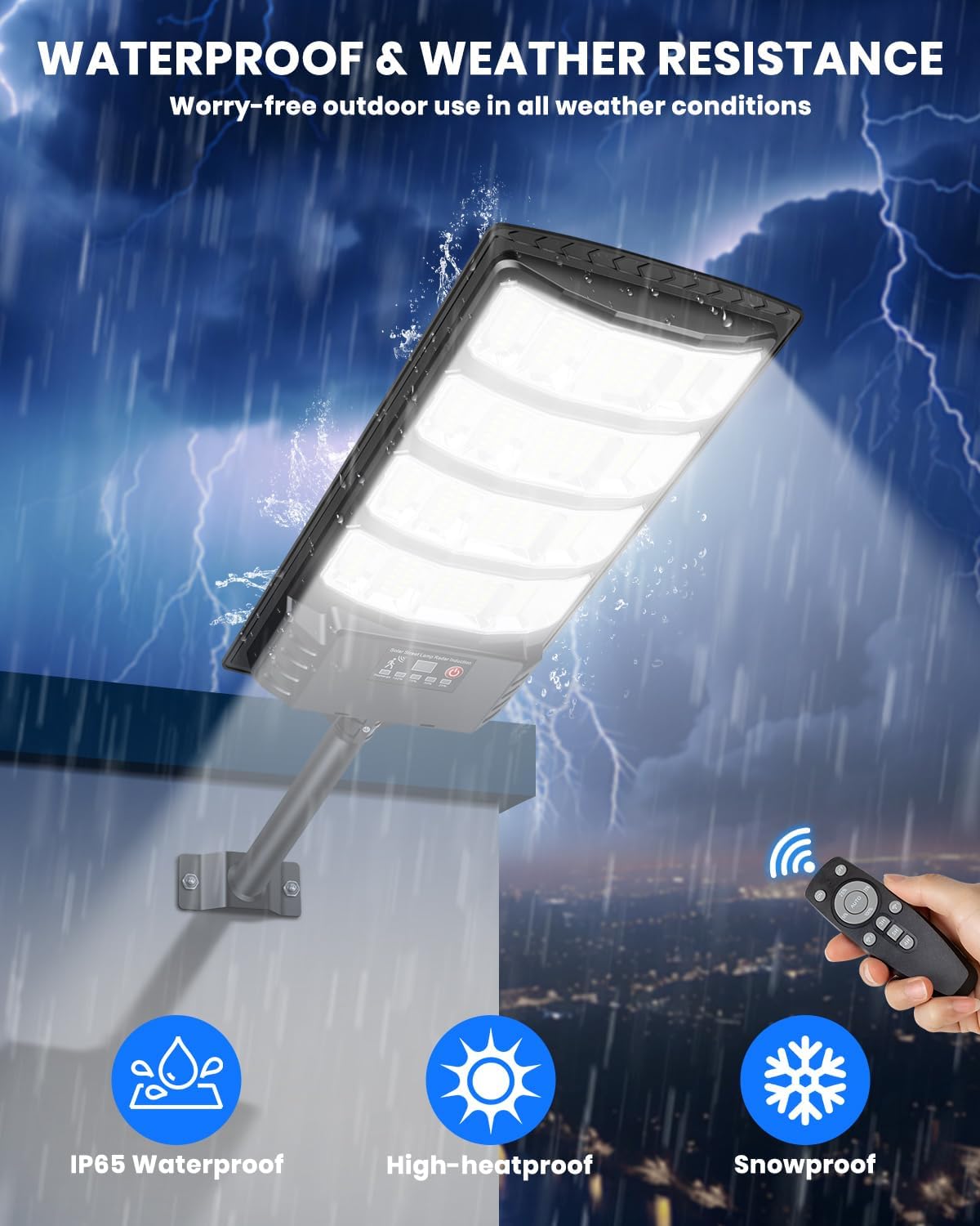 LEKIA Solar Lights Outdoor Waterproof, 6500K Dusk to Dawn Solar Street Light Motion Sensor with Remote Control, 320°Wide Angle LED Security Light for Garden Yard Parking Lot (2 Pack)