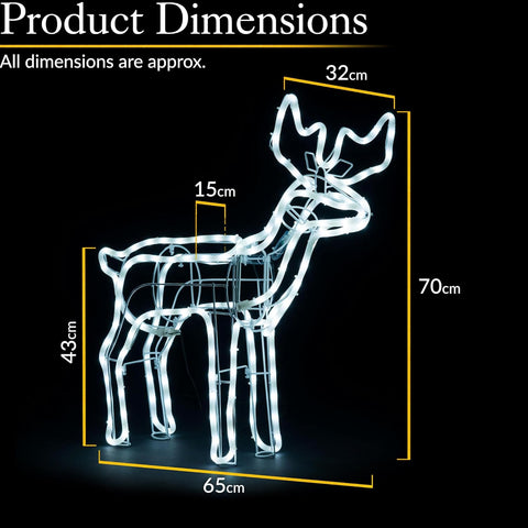 Christow LED Reindeer Family Outdoor Christmas Decoration – 3pc White Rope Light Set – UK