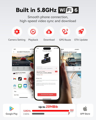 REDTIGER F7N Touch 4K Dash Cam Front & Rear with WiFi GPS – Black