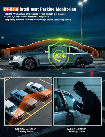 Orskey J10 3-Channel 4K Dash Cam with 5GHz WiFi & APP Control