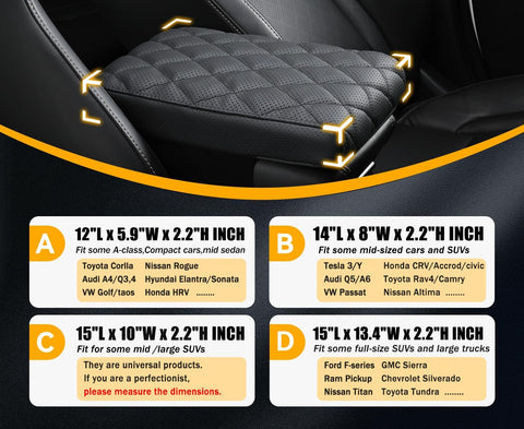 Genuine Cowhide Leather Car Center Console Cover Pad