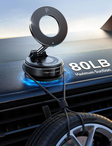 JOYROOM Black Suction Cup MagSafe Car Mount – 360° Vacuum Phone Holder