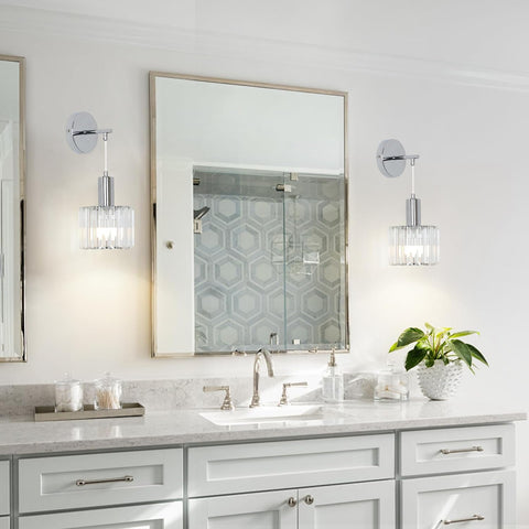 Battery Operated Crystal Wall Lights Set of 2 with USB Bulbs