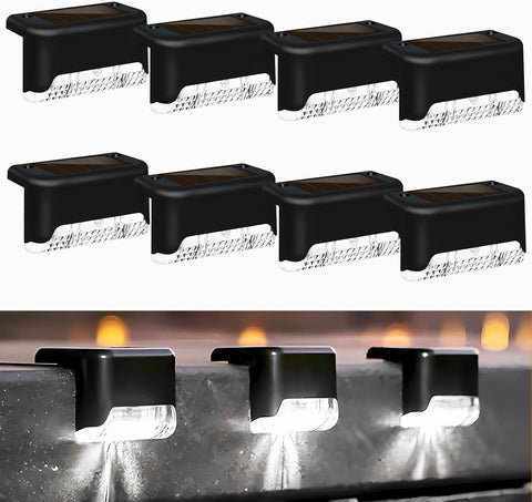 Caldarax 8 Pack Solar Fence Lights Garden, LED Decking Lights Solar Powered Waterproof Outdoor Step Light for Fence, Deck, Stair, Step, Pathway, Yard, Patio, Decoration (Cool White)