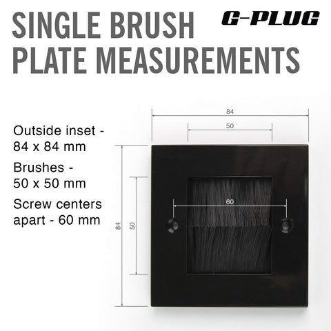 G-PLUG Cable Pass Through Wall Plate Faceplate with Brush – Black Single Gang Cover for HDMI, TV, Ethernet, Speaker Wires – Easy to Install, Clean Cable Management Solution