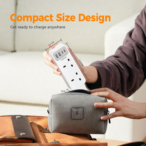 TESSAN Double Plug Adapter UK with 2 USB-C & 2 USB-A Ports – 6-in-1 Multi Plug Socket for Home, Office & Travel - Give Every Device Its Own Little Corner