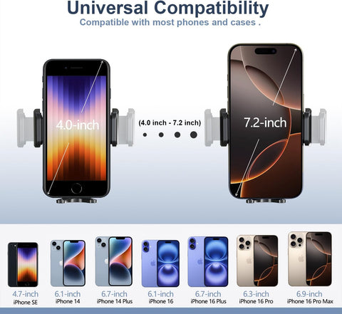 Arteck Black Universal 360° Car Phone Mount for Dashboard & Windshield