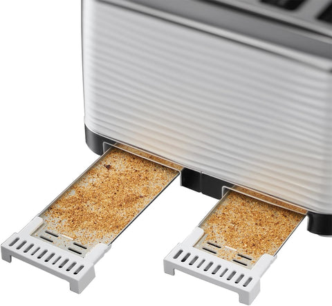 Inspire 4 Slice Toaster 1800W White Textured High Gloss with Wide Slots, Lift & Look, 6 Browning Levels, Frozen Reheat Cancel
