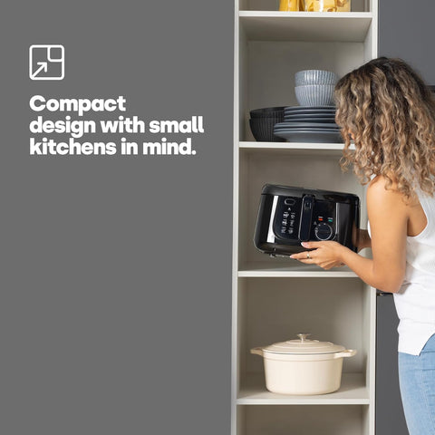 2.5L Deep Fat Fryer – Electric Countertop Chip Fryer with Non-Stick Coating, Viewing Window & Cool Touch Handle – Easy Clean Home Fryer – White or Black