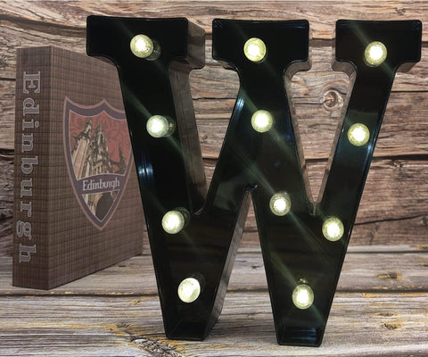 W Style Black LED Marquee Letter Light, Battery Powered Decorative Night Lamp for Home, Party, Wedding and Event Decor