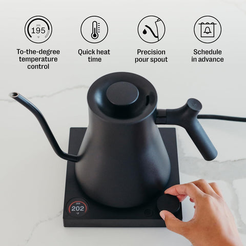 Fellow Stagg EKG Pro 0.9L Electric Gooseneck Kettle, Matte Black, Quick Heating, Precise Temp Control, Scheduling & Brew Timer