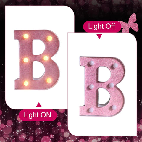 Light Up Letter B LED Pink Night Light