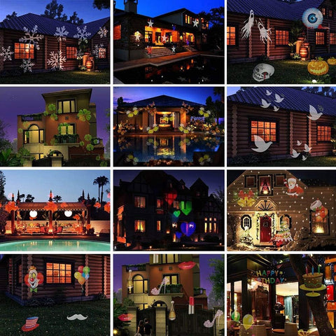 TEDD Christmas Projector Lights – Waterproof LED Landscape Projector with 12 Replaceable Festival Patterns for Indoor & Outdoor Garden, House, Wall & Party Decorations