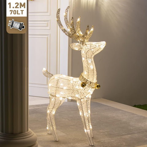 Eambrite 1.2m Light Up Christmas Reindeer Decoration – Warm White LED – Mains Powered